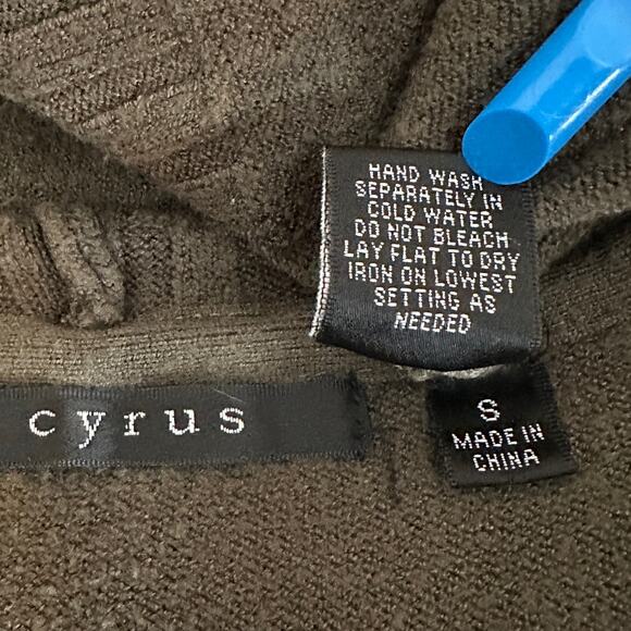 Cyrus Duster Open Cardigan Small Olive Green Hooded Preppy Grunge VGUC - Picture 7 of 9